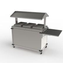 Cadco CBC-GG-DS-LST Standard 3 Mobile Bay Grab & Go Merchandising Cart, Large 2-Sided Grab & Go Top Shelf. Stainless