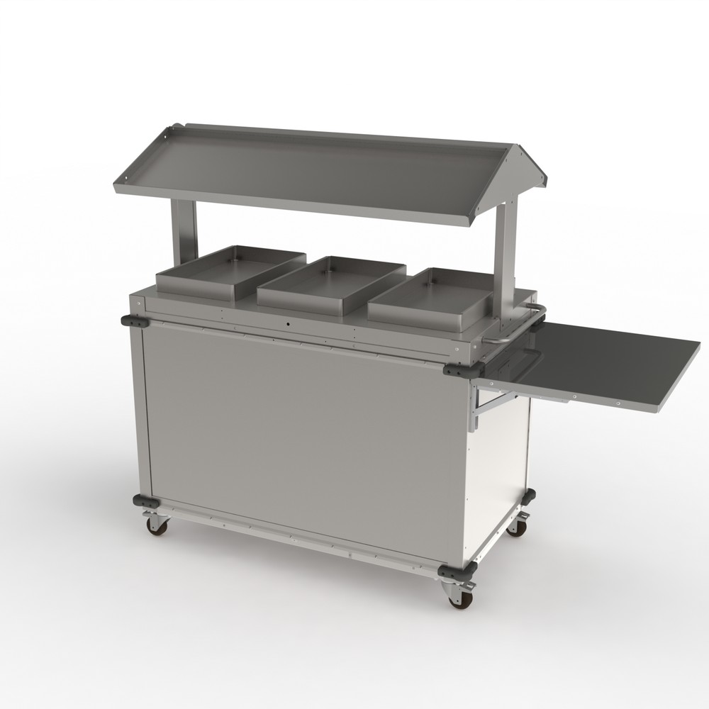 Cadco CBC-GG-DS-LST Standard 3 Mobile Bay Grab & Go Merchandising Cart, Large 2-Sided Grab & Go Top Shelf. Stainless