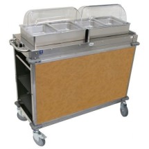 Cadco CBC-HH-L1-4 2-Bay Junior Hot Buffet Cart, 4&quot;Deep Pans, Chestnut  