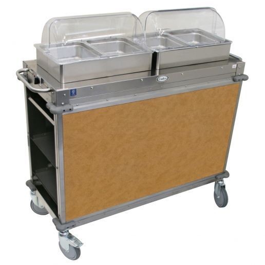 Cadco CBC-HH-L1-4 2-Bay Junior Hot Buffet Cart, 4"Deep Pans, Chestnut  