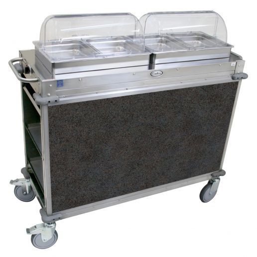 Cadco CBC-HH-L3 2-Bay Junior Hot Buffet Cart, 2-1/2" Deep Pans, Gray