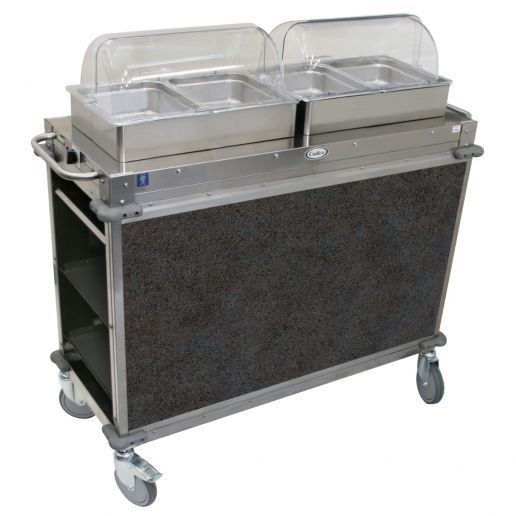 Cadco CBC-HH-L3-4 2-Bay Junior Hot Buffet Cart, 4" Deep Pans, Gray