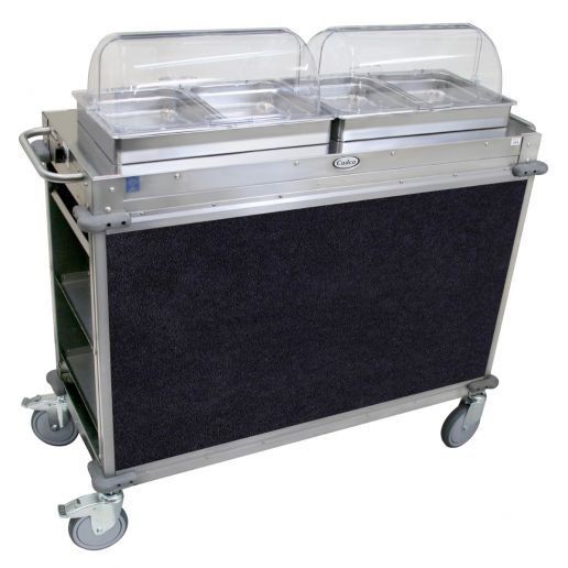 Cadco CBC-HH-L4 2-Bay Junior Hot Buffet Cart, 2-1/2" Deep Pans, Navy 