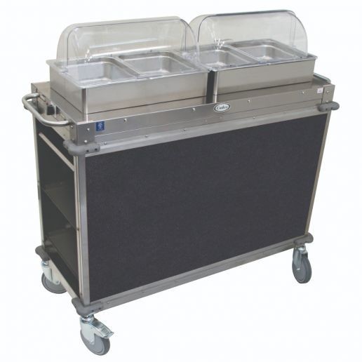 Cadco CBC-HH-L4-4 2-Bay Junior Hot Buffet Cart, 4" Deep Pans, Navy