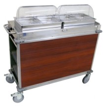 Cadco CBC-HH-L5 2-Bay Junior Hot Buffet Cart, 2-1/2&quot; Deep Pans, Cherry