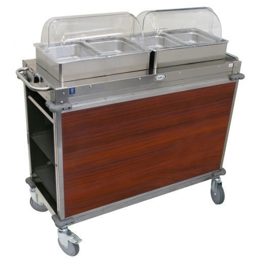 Cadco CBC-HH-L5-4 2-Bay Junior Hot Buffet Cart, 4" Deep Pans, Cherry 