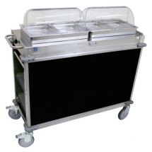 Cadco CBC-HH-L6 2-Bay Junior Hot Buffet Cart, 2-1/2&quot; Deep Pans, Black