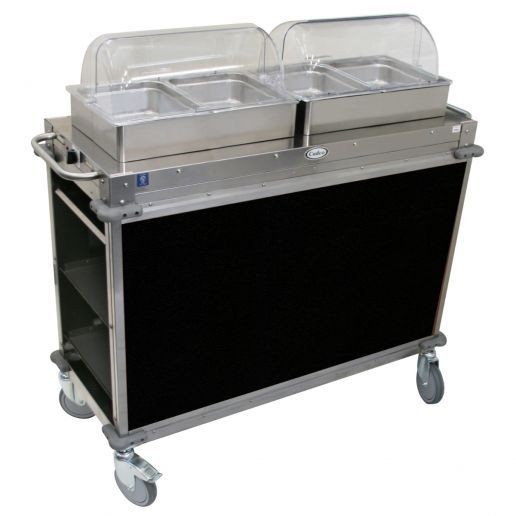 Cadco CBC-HH-L6-4 2-Bay Junior Hot Buffet Cart, 4" Deep Pans, Black