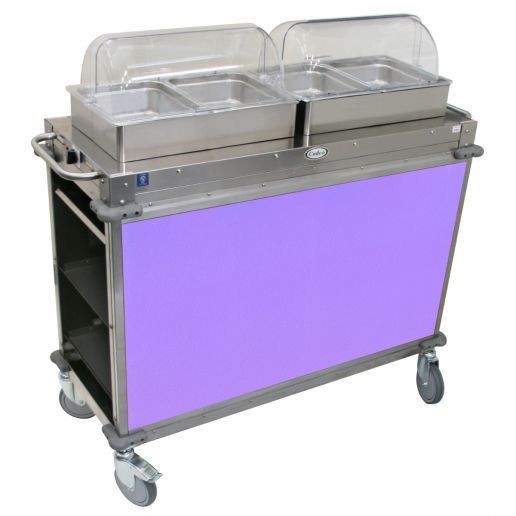Cadco CBC-HH-L7-4 2-Bay Junior Hot Buffet Cart, 4" Deep Pans, Purple