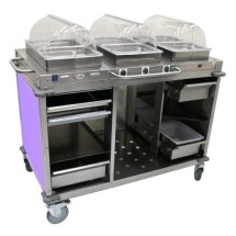 Cadco CBC-HHH-L7 3-Bay Mobile Hot Buffet Cart, 2-1/2&quot; Deep Pans, Purple 