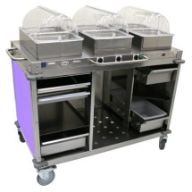 Cadco CBC-HHH-L7-4 3-Bay Mobile Hot Buffet Cart, 4&quot; Deep Pans, Purple