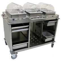 Cadco CBC-HHH-LST 3-Bay Mobile Hot Buffet Cart, 2-1/2&quot; Deep Pans, Stainless Steel 