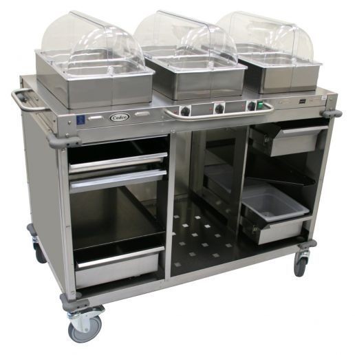 Cadco CBC-HHH-LST 3-Bay Mobile Hot Buffet Cart, 4" Deep Pans, Stainless Steel 