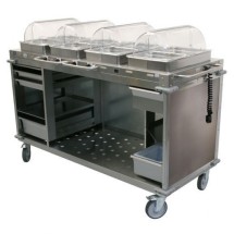 Cadco CBC-HHHH-LST 4-Bay Mobile Hot Buffet Cart, 2-1/2&quot; Deep Pans, Stainless Steel