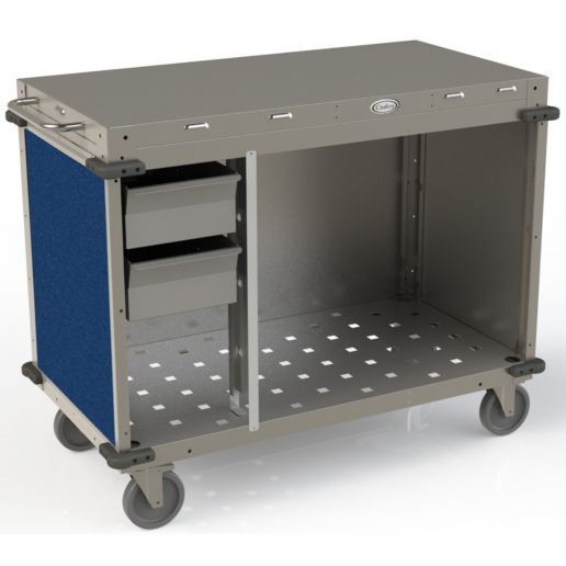 Cadco CBC-PHRX-L4 Medium Mobile Demo / Sampling Cart Open Cabinet Base, Navy Panels 