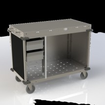 Cadco CBC-PHRX-L5 Medium Mobile Demo / Sampling Cart Open Cabinet Base, Cherry Panels 