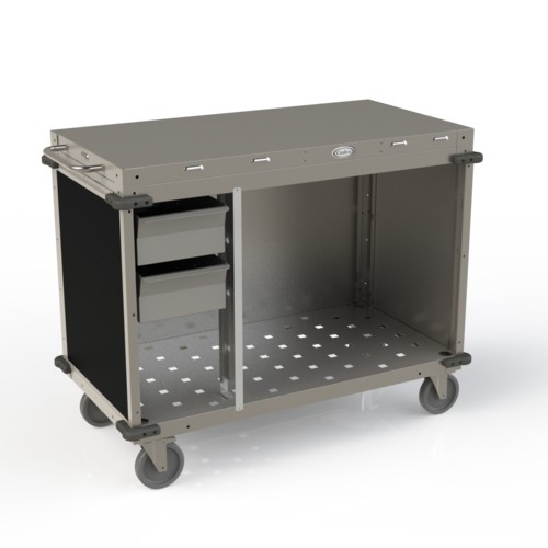 Cadco CBC-PHRX-L6 Medium Mobile Demo / Sampling Cart Open Cabinet Base, Black Panels 