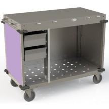 Cadco CBC-PHRX-L7 Medium Mobile Demo / Sampling Cart Open Cabinet Base, Purple Panels 