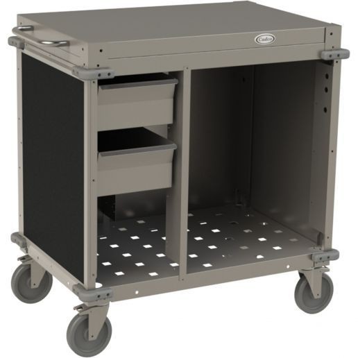 Cadco CBC-SDCX-L6 Small Mobile Demo / Sampling Cart Open Cabinet Base, Black  
