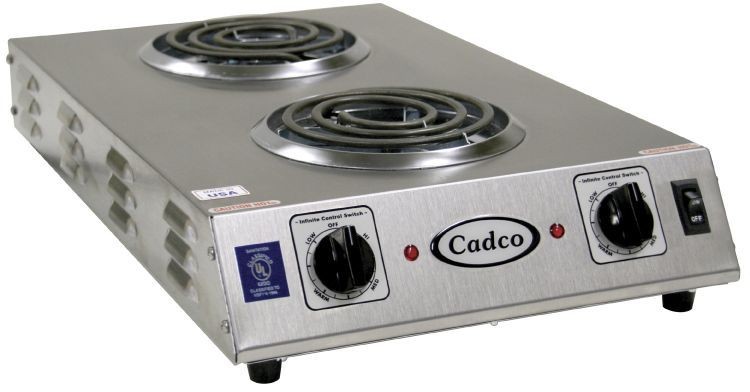 Cadco CDR-1TFB Double Electric Space Saver Hot Plate 6" Burners