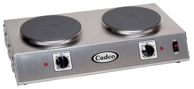 Cadco CDR-2C Double Electric Cast Iron Hot Plate, 7-1/2" Burners