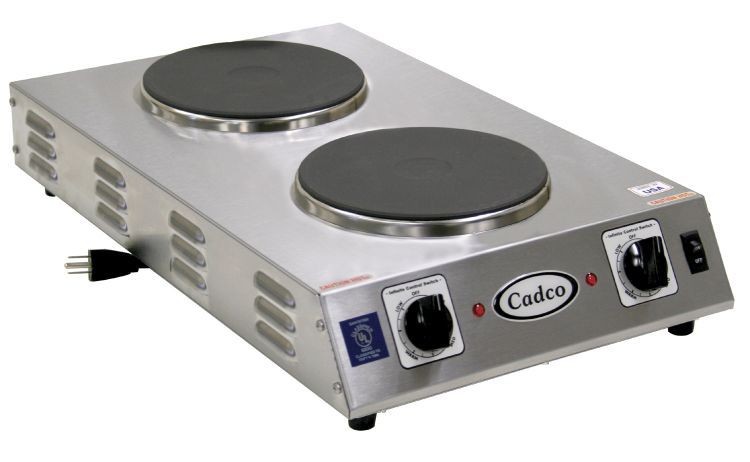 Cadco CDR-2CFB Double Electric Cast Iron Space Saver Hot Plate, 7-1/2" Burners