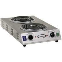 Cadco CDR-2TFB Double Electric Space Saver Hi-Power Hot Plate, 8&quot; Burners