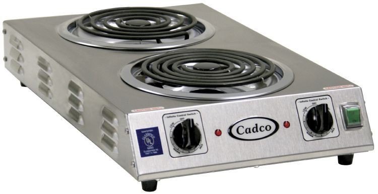 Cadco CDR-2TFB Double Electric Space Saver Hi-Power Hot Plate, 8" Burners