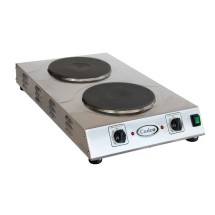 Cadco CDR-3K Double Electric Cast Iron Space Saver Hot Plate, 9&quot; Burners