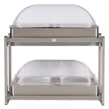 Cadco CMLB-24RT Buffet Server Multi-Level with Clear Roll Top Lids