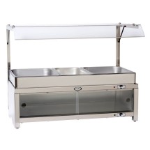 Cadco CMLB-CSG Warming Cabinet and Triple Buffet Server with Sneeze Guard