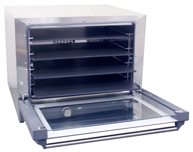 Cadco OV-023P Countertop Electric Half Size Convection Oven with 4 Pizza Plates