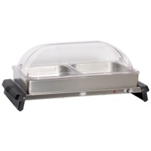 Cadco WTBS-2RT Countertop Double Buffet Server with Clear Roll Top Lids