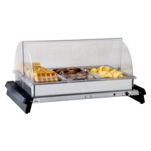 Cadco WTBS-3RT Countertop Triple Buffet Server with Clear Roll Top Lid