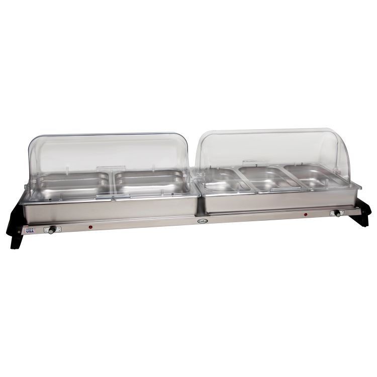 Cadco WTBS-5RT Countertop Grand Buffet Server with Two Clear Roll Top Lids