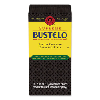 Cafe Bustelo, Espresso Style Decaf Coffee Pods, 18/Box, 6 Boxes/Carton
