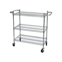 CAC China ACCW-1836S Chrome-Plated 3-Tier Wire Utility Cart 18&quot; x 36&quot; x 42&quot; H