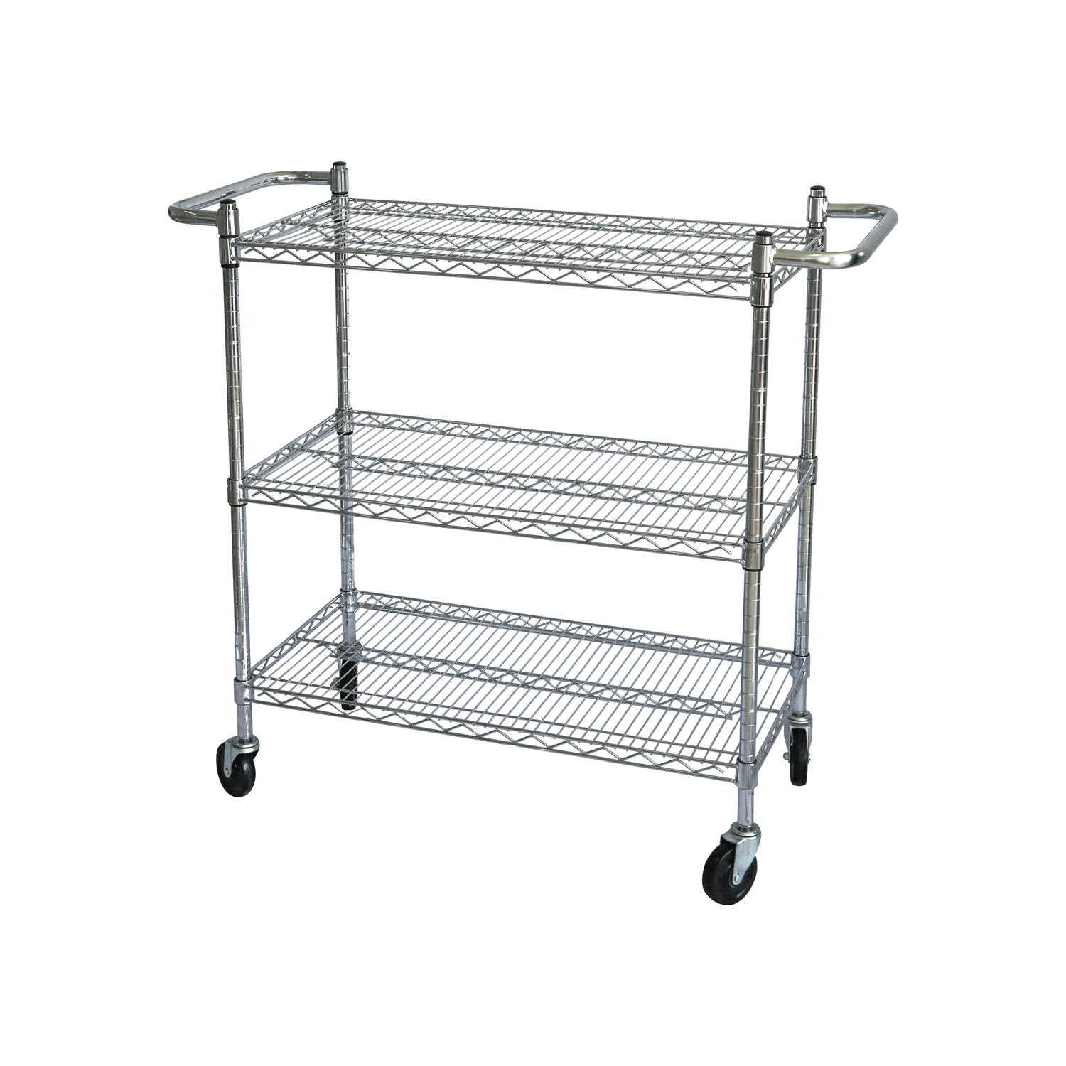 CAC China ACCW-1836S Chrome-Plated 3-Tier Wire Utility Cart 18" x 36" x 42" H