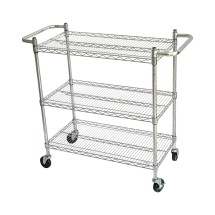 CAC China ACCW-2448S Chrome-Plated 3-Tier Wire Utility Cart 1 24&quot; x 48&quot; x 42&quot; H