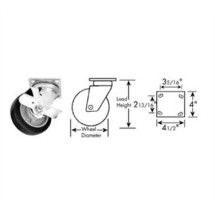Franklin Machine Products  120-1151 Caster, Plate (6, with Brk, Gry )