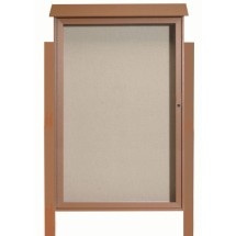 Aarco Products PLD5438DPP-5 Cedar Single Hinged Door Plastic Lumber Message Center with Vinyl Board with Posts, 38&quot;W x 54&quot;H
