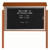 Aarco Products PLDS3045LDPP-5 Cedar Sliding Door Plastic Lumber Message Center with Letter Board with Posts, 45&quot;W x 30&quot;H 