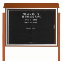 Aarco Products PLDS3645LDPP-5 Cedar Sliding Door Plastic Lumber Message Center with Letter Board with Posts, 45&quot;W x 36&quot;H