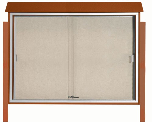 Aarco Products PLDS4052DPP-5 Cedar Sliding Door Plastic Lumber Message Center with Vinyl Board with Posts, 52"W x 40"H