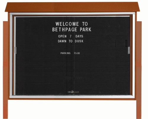 Aarco Products PLDS4052LDPP-5 Cedar Sliding Door Plastic Lumber Message Center with Letter Board with Posts, 52"W x 40"H 