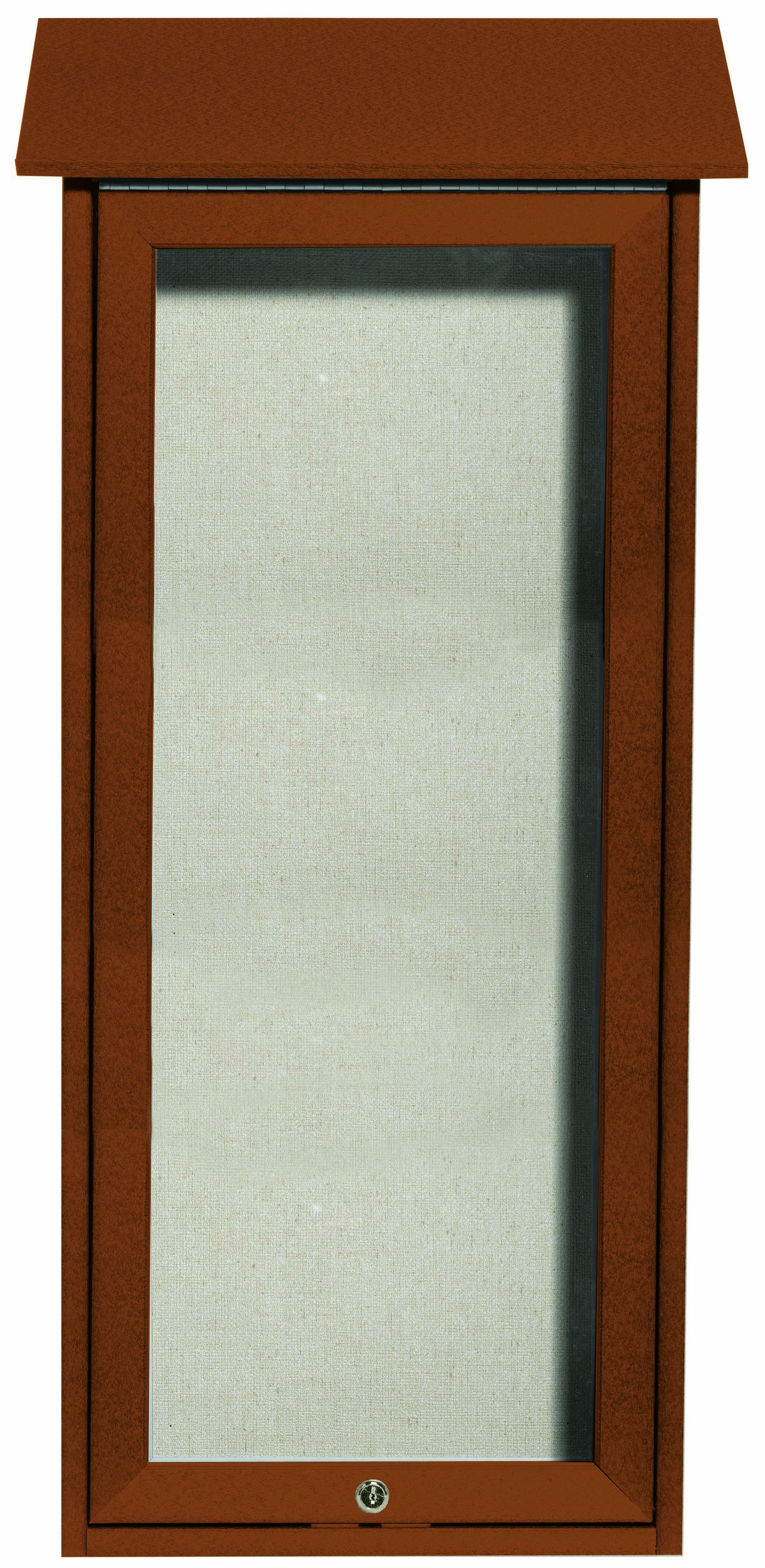 Aarco Products OPLD3416-5 Cedar Slimline Top Hinged Single Door Plastic Lumber Message Center with Vinyl Board- 16"W x 34"H