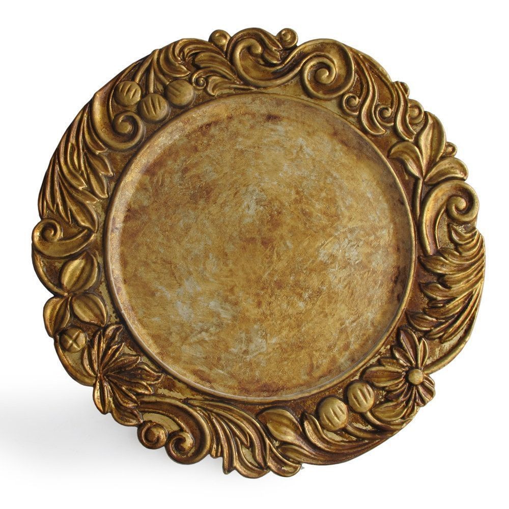 Jay Companies 1320377 Aristocrat Antique Gold 14" Charger Plate