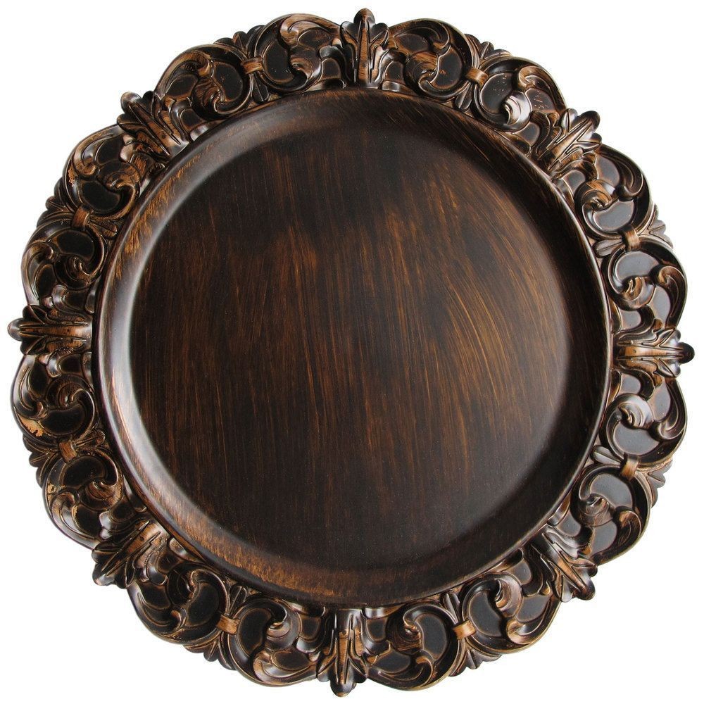 Jay Companies 1320397 Aristocrat Brown Embossed 14" Charger Plate