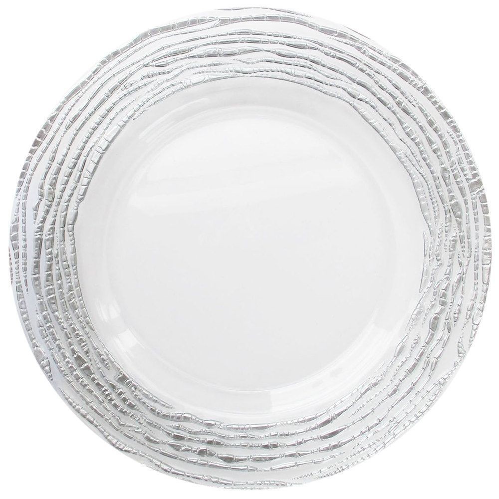 Jay Companies 1470321-SL Arizona Clear/Silver 13" Charger Plate