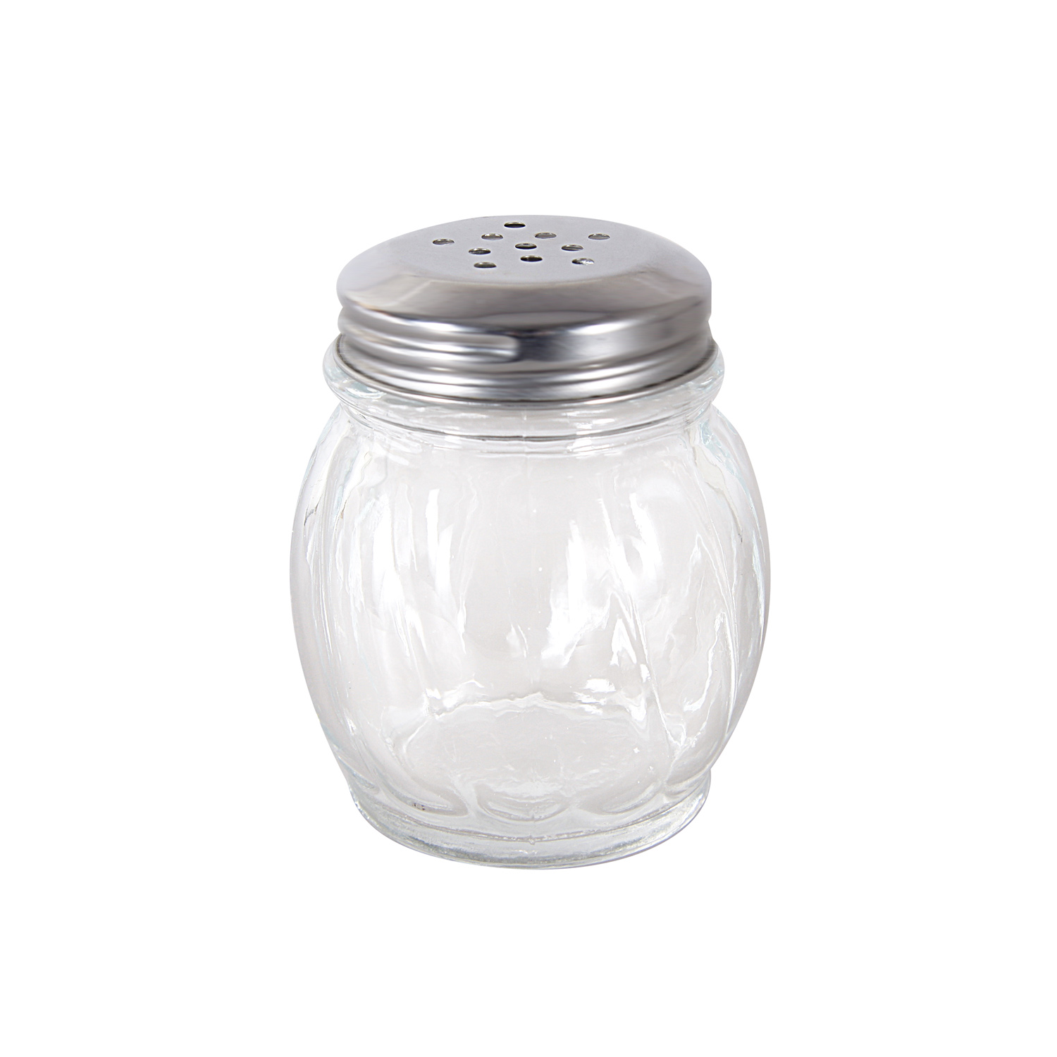 CAC China G5CS-6P Glass Cheese Shaker with Stainless Steel Perforated Top 6 oz.  - 1 dozen